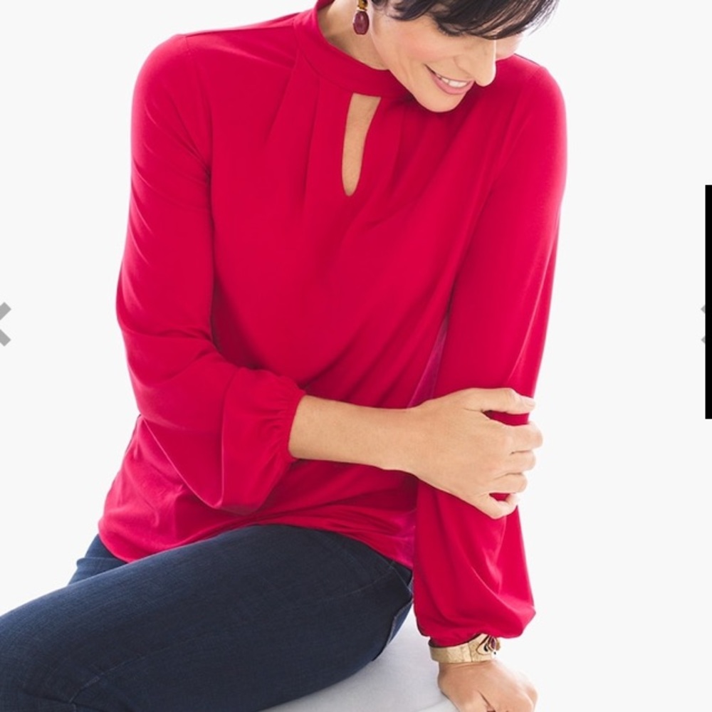 Chico’s • rich red keyhole blouse
